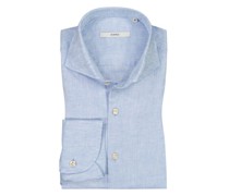 Leichtes Leinenhemd mit Haifischkragen, Modern Fit Hellblau