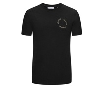 T-Shirt mit runder Logo-Stickerei und Rundhalsausschnitt Schwarz