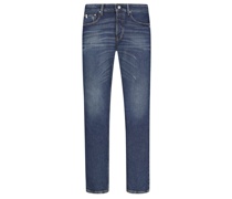 Jeans im Used-Look, Morrison, Tapered Slim Fit Blau