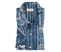 Bowlinghemd mit Paisley-Muster Blau