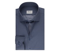 Hemd mit Allover-Print, Fitted Body Marine