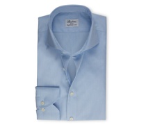 Hemd mit feinem Streifen, Slimline Hellblau