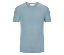 Gestricktes T-Shirt Giza-Baumwolle Hellblau