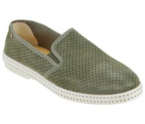 Loafer aus perforiertem Veloursleder Oliv