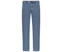 Nine The Morning, Denim-Chino mit Nadelsteifen, Tapered Fit Marine