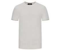 Gran Sasso Glattes Strick-T-Shirt aus Seide mit Streifen-Akzenten