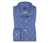 Ultraleichtes Freizeithemd mit geometrischen Blumen-Motiven Königsblau