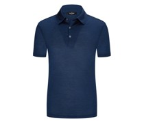 Leichtes Poloshirt aus Seide melierter Optik Königsblau