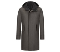 Warmer Parka aus Schurwolle mit Kunstfell-Futter Anthrazit