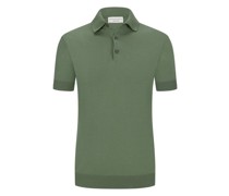 Poloshirt Crepe-Struktur mit Rippstrick-Abschlüssen Grün