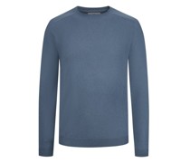 Leichter Kaschmir-Pullover mit Rollkante am Kragen Mittelblau