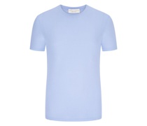 T-Shirt aus Baumwolle mit Seitenschlitzen Hellblau