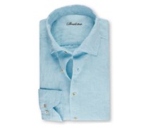 Unifarbenes leichtes Leinenhemd, Fitted Body Hellblau