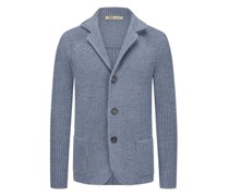 Cardigan aus Schurwolle im Perlstrick Hellblau