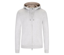 Hochwertige Sweatjacke mit Seidenanteil Hellgrau