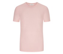 T-Shirt aus Baumwolle mit Seitenschlitzen Rosenrot