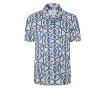 Kurzarmhemd aus Lyocell mit Allover-Print Königsblau
