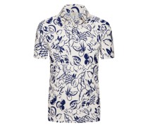 Altea Poloshirt mit filigraner Struktur und floralem Allover-Print