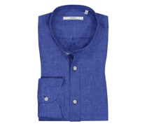 Leichtes Leinenhemd mit Stehkragen, Modern Fit Blau