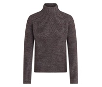 Rollkragenpullover mit Alpakaanteil im Rippstrick Anthrazit