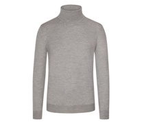 Rollkragenpullover aus Merinowolle Hellgrau