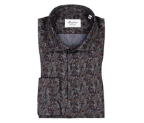Hemd mit Muster, Fitted Body Grau