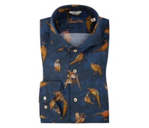 Hemd mit All-Over-Print, Slimline Marine