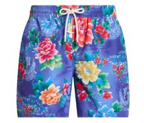 Badehose mit floralem Print Königsblau