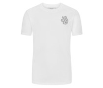 Unifarbens T-Shirt mit Label-Stitching Weiß