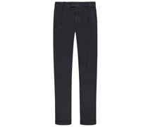 Chino mit Bundfalte im elastischen Baumwoll-Mix, Slim Fit Marine