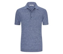 Poloshirt im Merino-Leinen-Mix Blau