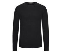 Longsleeve Shirt aus Viskose, O-Neck, Stretch-Anteil Schwarz