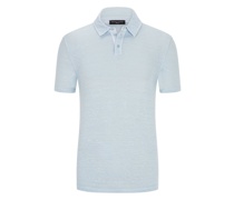 Leinen-Poloshirt mit Stretchanteil Hellblau