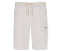 Sweat-Bermudas mit kleinem gummierten Logo-Print Offwhite