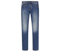 Jeans im Used-Look, Morrison, Tapered Slim Fit Blau