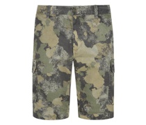 Bermuda Camouflage mit Cargotaschen, Slim Fit Oliv