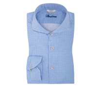 Casualhemd mit Hahnentritt-Struktur Slimline Hellblau