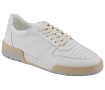 Leder-Sneaker 80er-Jahre-Look mit perforierter Kappe Weiß