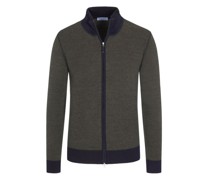 Bicolor-Strickjacke aus softer Schurwolle Braun