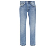 Nine The Morning, Washed-Jeans mit Stretch, Skinny Fit Hellblau
