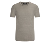 Leinen-T-Shirt mit Stretchanteil, Washed-Look Taupe
