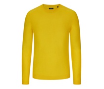 Leichter Kaschmir-Pullover mit Rollkante am Kragen Gelb