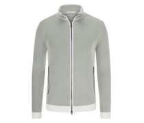 Leichte Strickjacke Bicolor-Optik Oliv