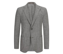 Ungefüttertes Sakko mit Leinenanteil, Shaped Fit Hellgrau