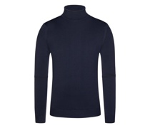 Rollkragenpullover mit Natural-Stretch, 100% Schurwolle Marine