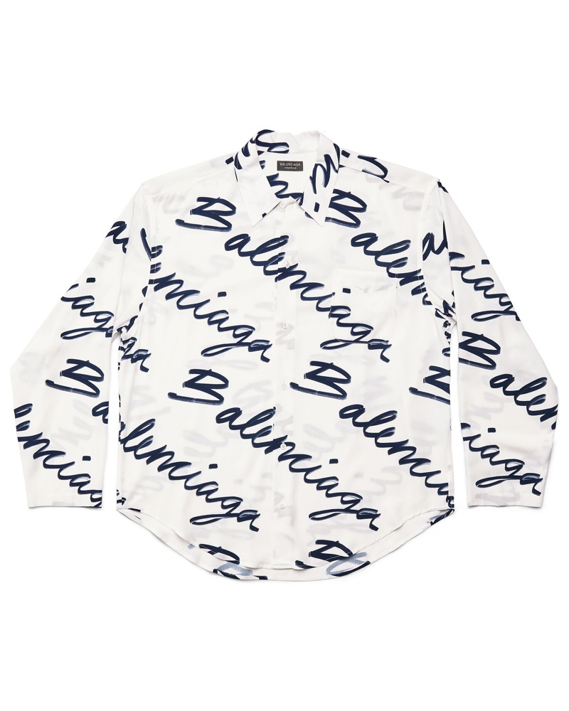 Balenciaga Damen Scribble Minimal Hemd Large Fit