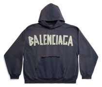Tape Type Ripped Pocket Hoodie Large Fit