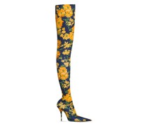 Knife 110 mm Over-The-Knee-Stiefel Yellow Bouquet-Print