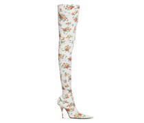 Knife 110 mm Over-The-Knee-Stiefen Paper Crush Floral-Print