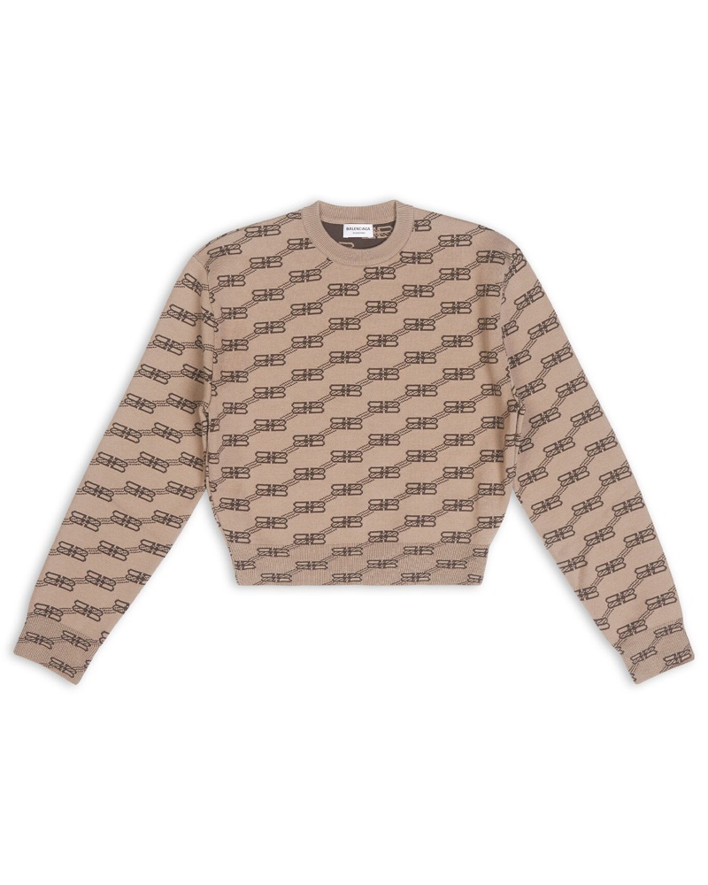 Balenciaga Damen BB Monogram Cropped Sweater Balenciaga Damen BB Monogram Cropped Sweater